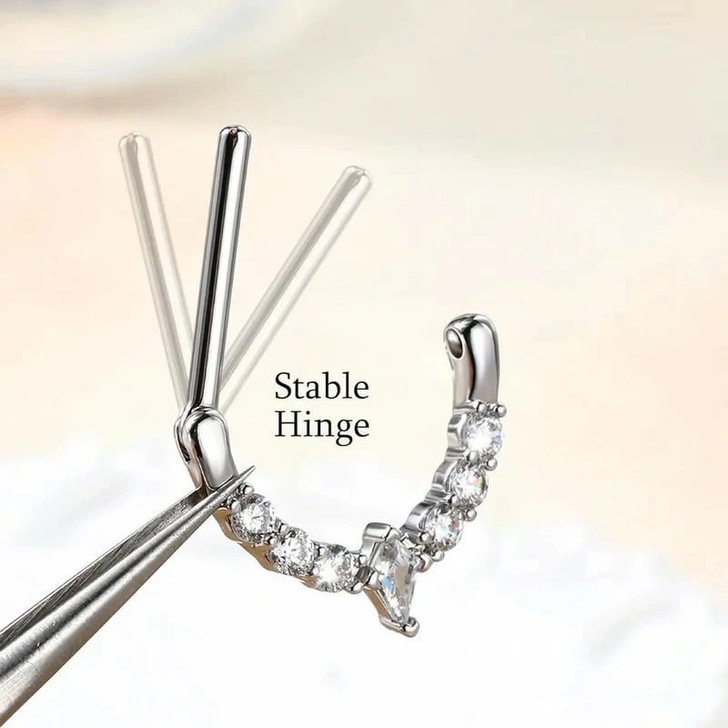 2PCS 14G  316l Surgical Steel Nipple Rings Clear CZ Hinged Segment Clicker Rings Hoops