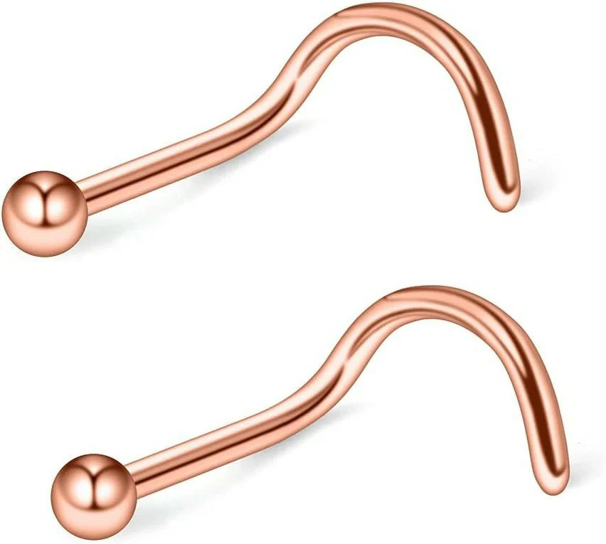 18G(1.0MM) 316L Surgical Steel Curved Nose Stud Ring Twister Screws with 2MM Ball