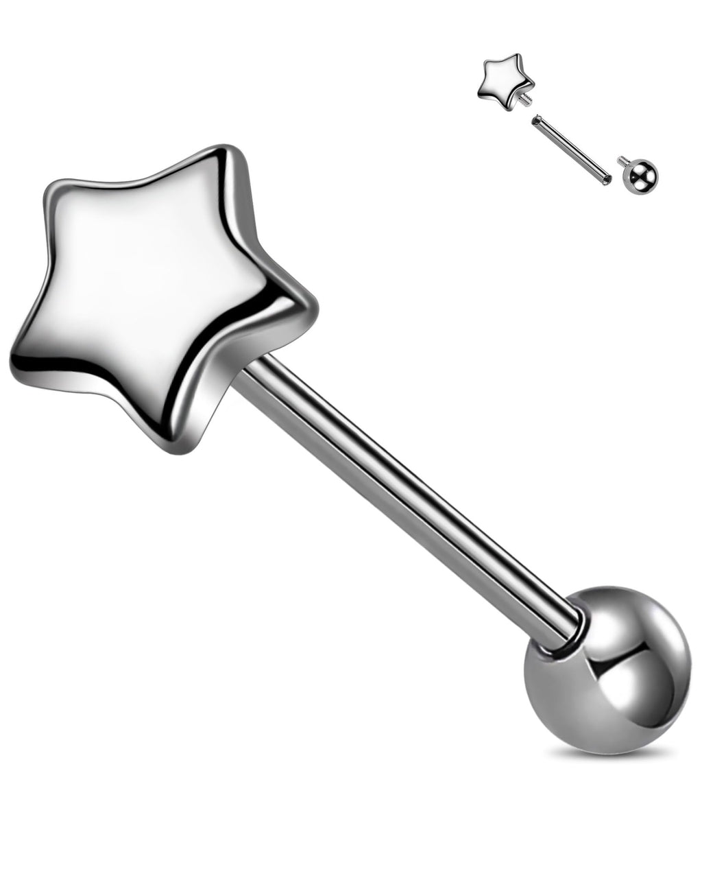 Implant Grade Titanium Tongue Piercing Jewelry Heart Tongue Rings Internally Threaded Tongue Barbell for Women Men - QIAO Crystal我的商店QIAO Crystal