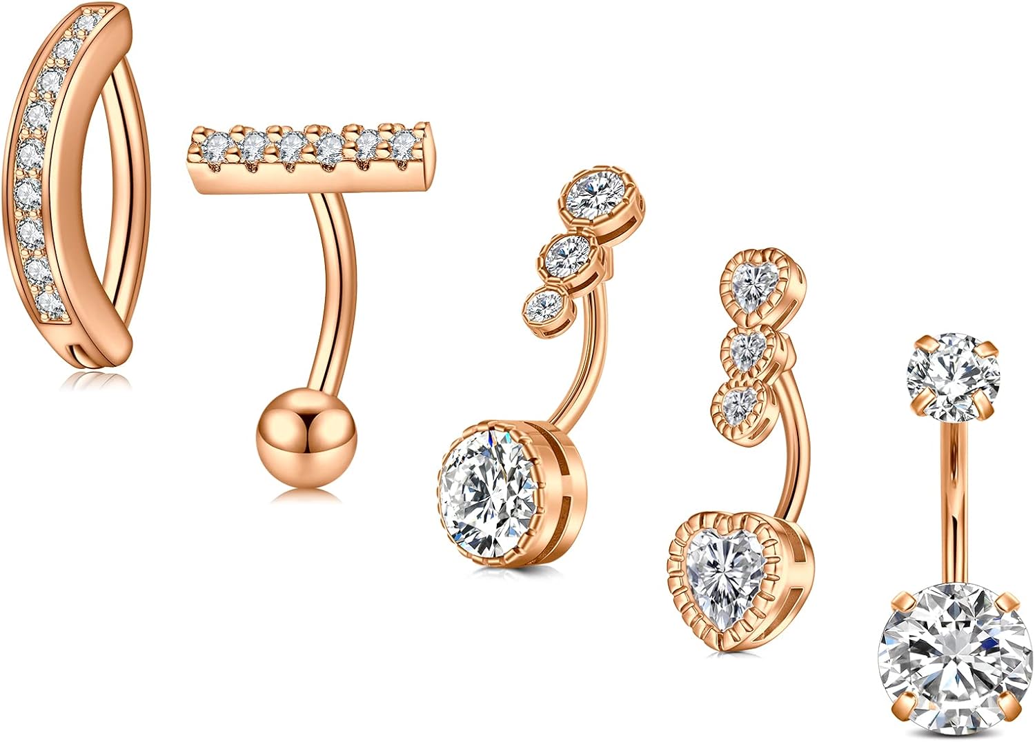 Incaton 14G Belly Button Rings, Stainless Steel Diamond Belly Rings For Women, Dangle Belly Button Rings With Butterfly, 6mm Short & 10mm Bar Navel Piercings - 我的商店我的商店我的商店