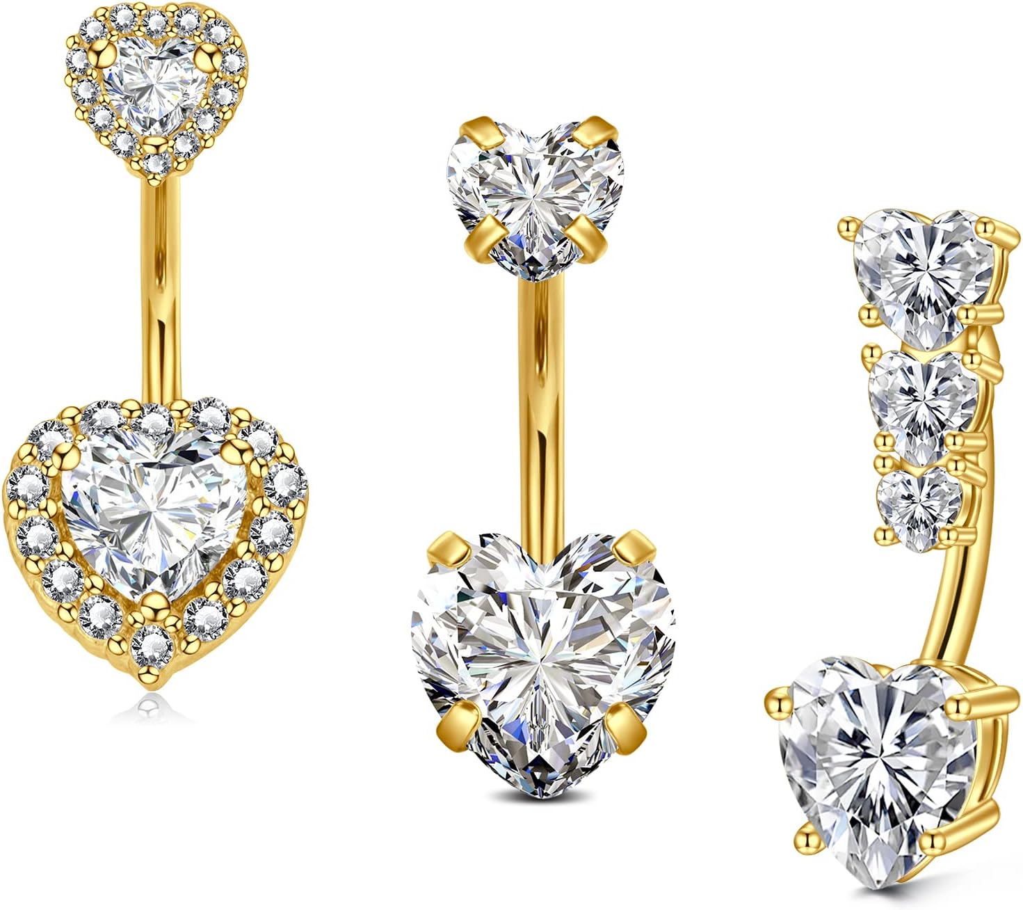 Incaton 14G Belly Button Rings, Stainless Steel Diamond Belly Rings For Women, Dangle Belly Button Rings With Butterfly, 6mm Short & 10mm Bar Navel Piercings - 我的商店我的商店我的商店