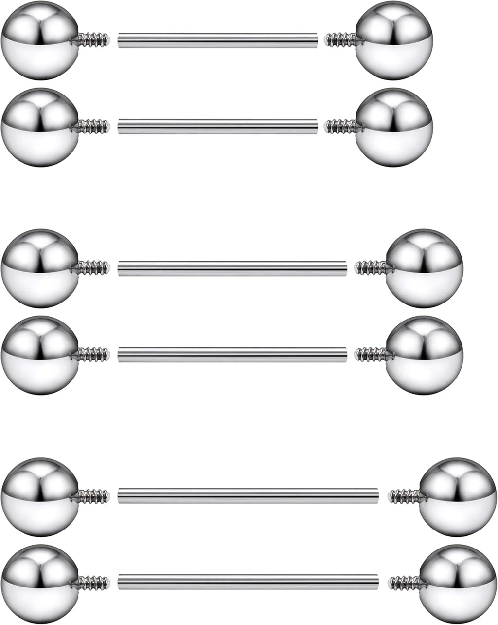 Internal Thread Tongue Nipple Piercing Jewelry 16G 14G 12mm - 16mm Surgical Steel tongue rings,nipple rings for Women Mens Short Long Tongue Niplle bridge Piercing Jewelry - QIAO CrystalQIAO CrystalQIAO Crystal