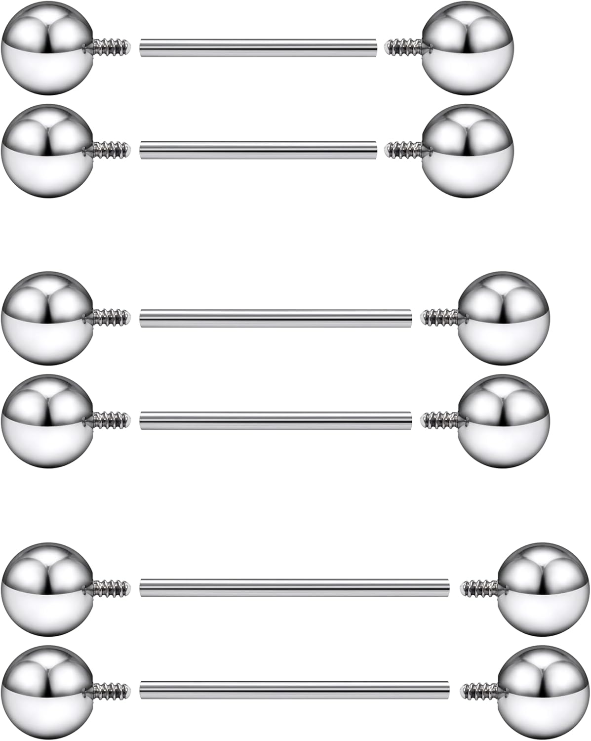 Internal Thread Tongue Nipple Piercing Jewelry 16G 14G 12mm - 16mm Surgical Steel tongue rings,nipple rings for Women Mens Short Long Tongue Niplle bridge Piercing Jewelry - QIAO CrystalQIAO CrystalQIAO Crystal