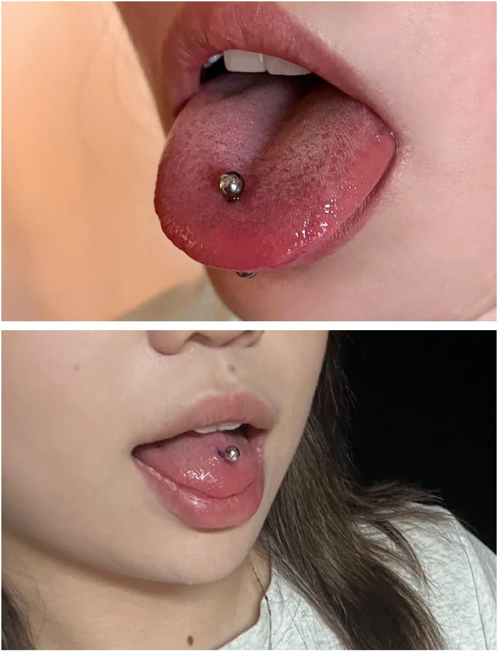 Internal Thread Tongue Nipple Piercing Jewelry 16G 14G 12mm - 16mm Surgical Steel tongue rings,nipple rings for Women Mens Short Long Tongue Niplle bridge Piercing Jewelry - QIAO CrystalQIAO CrystalQIAO Crystal