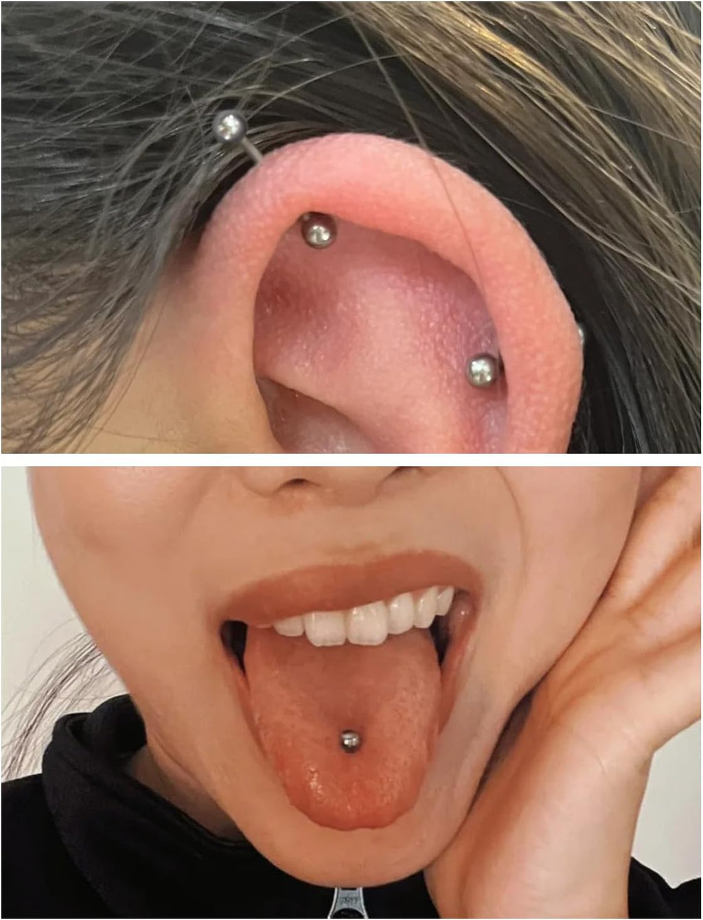 Internal Thread Tongue Nipple Piercing Jewelry 16G 14G 12mm - 16mm Surgical Steel tongue rings,nipple rings for Women Mens Short Long Tongue Niplle bridge Piercing Jewelry - QIAO CrystalQIAO CrystalQIAO Crystal