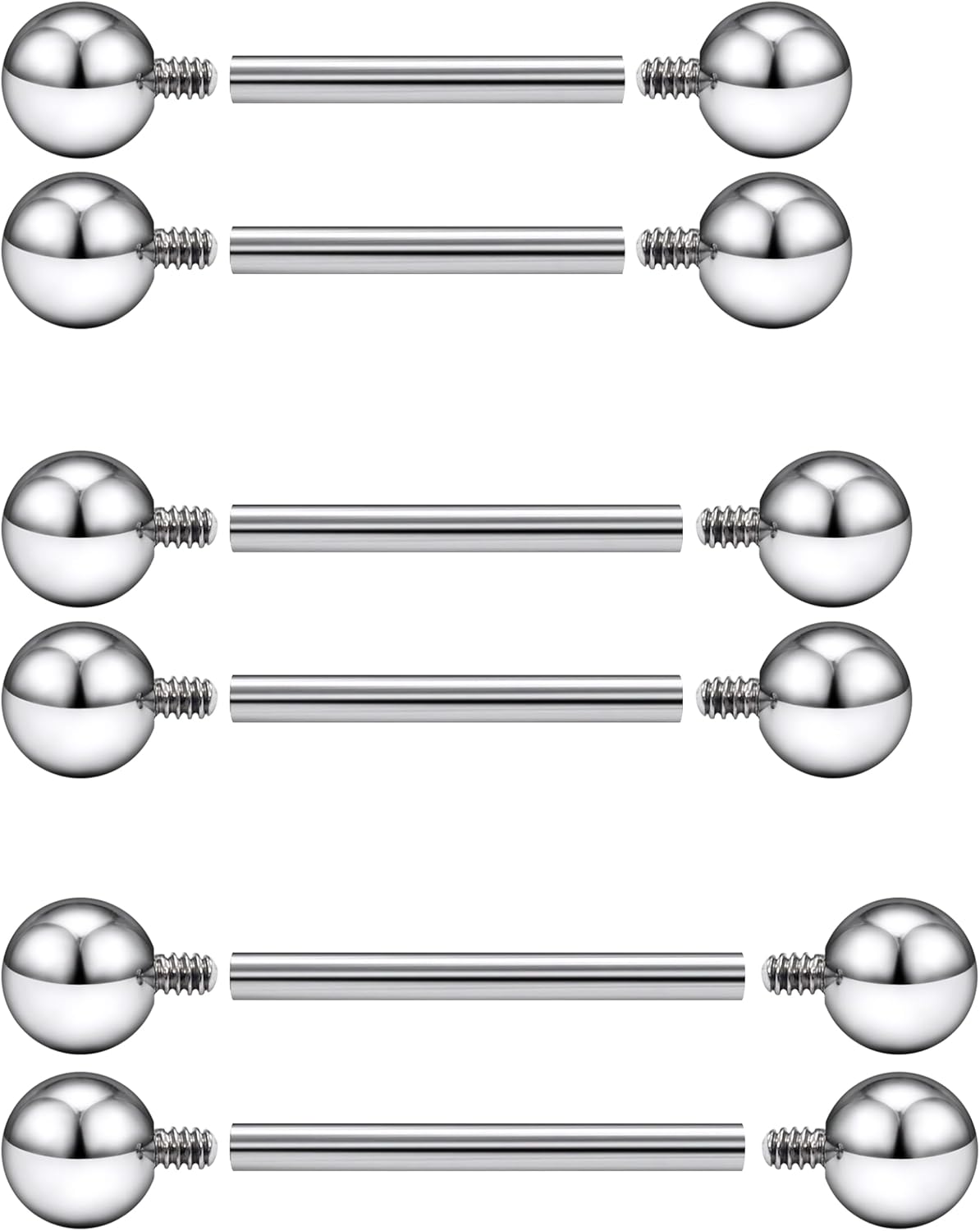 Internal Thread Tongue Nipple Piercing Jewelry 16G 14G 12mm - 16mm Surgical Steel tongue rings,nipple rings for Women Mens Short Long Tongue Niplle bridge Piercing Jewelry - QIAO CrystalQIAO CrystalQIAO Crystal