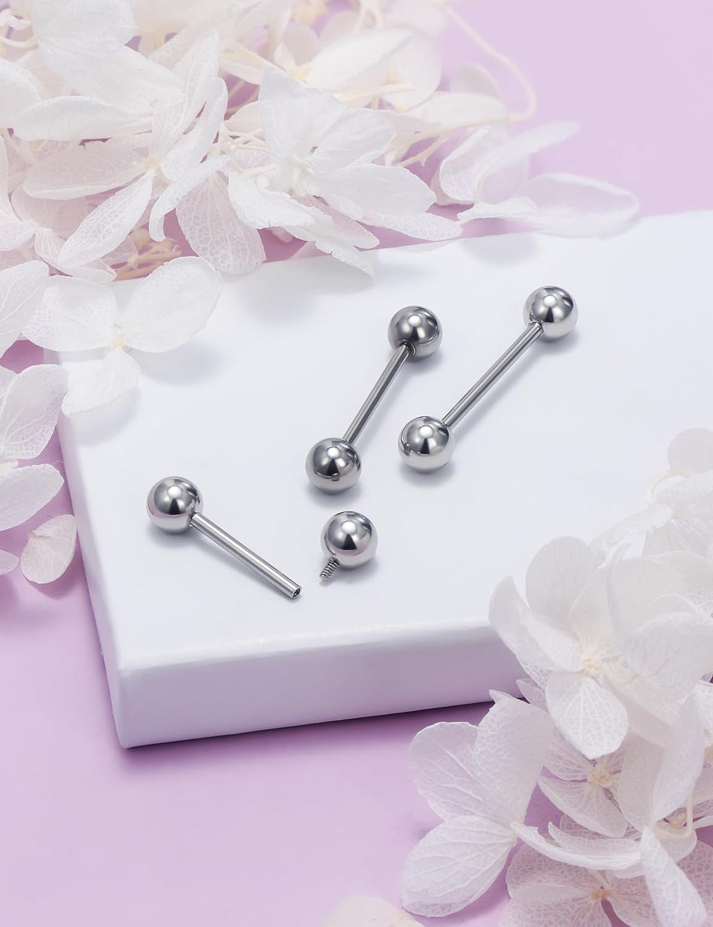 Internal Thread Tongue Nipple Piercing Jewelry 16G 14G 12mm - 16mm Surgical Steel tongue rings,nipple rings for Women Mens Short Long Tongue Niplle bridge Piercing Jewelry - QIAO CrystalQIAO CrystalQIAO Crystal