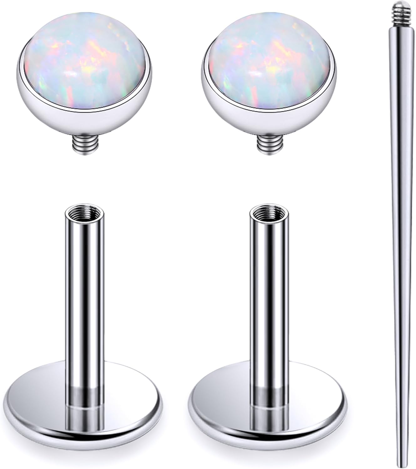 Internally Threaded Astm F136 Titanium Nose Ring Studs Flat Back Studs Earrings G23 Titanium Tragus Helix Conch Cartilage Earrings Piercing Jewelry - QIAO CrystalQIAO CrystalQIAO Crystal