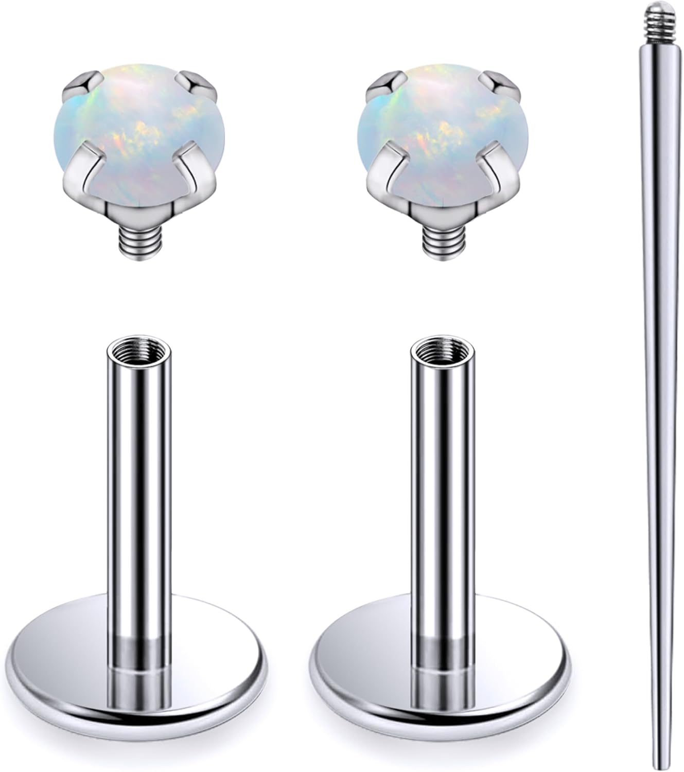 Internally Threaded Astm F136 Titanium Nose Ring Studs Flat Back Studs Earrings G23 Titanium Tragus Helix Conch Cartilage Earrings Piercing Jewelry - QIAO CrystalQIAO CrystalQIAO Crystal