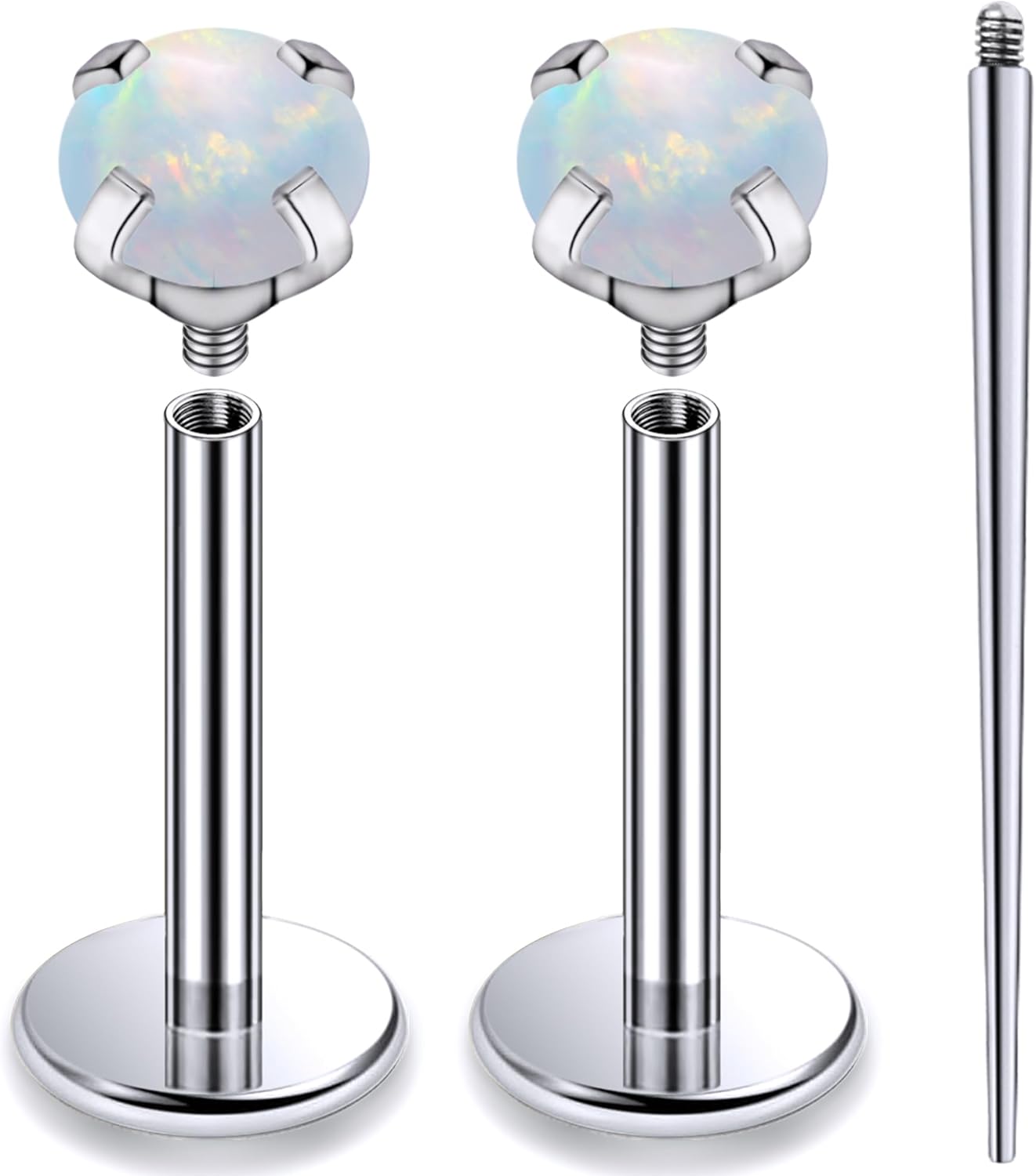 Internally Threaded Astm F136 Titanium Nose Ring Studs Flat Back Studs Earrings G23 Titanium Tragus Helix Conch Cartilage Earrings Piercing Jewelry - QIAO CrystalQIAO CrystalQIAO Crystal