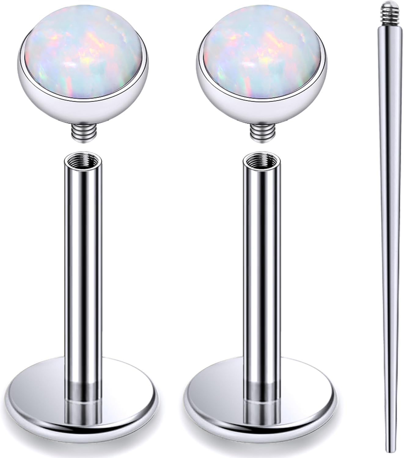 Internally Threaded Astm F136 Titanium Nose Ring Studs Flat Back Studs Earrings G23 Titanium Tragus Helix Conch Cartilage Earrings Piercing Jewelry - QIAO CrystalQIAO CrystalQIAO Crystal