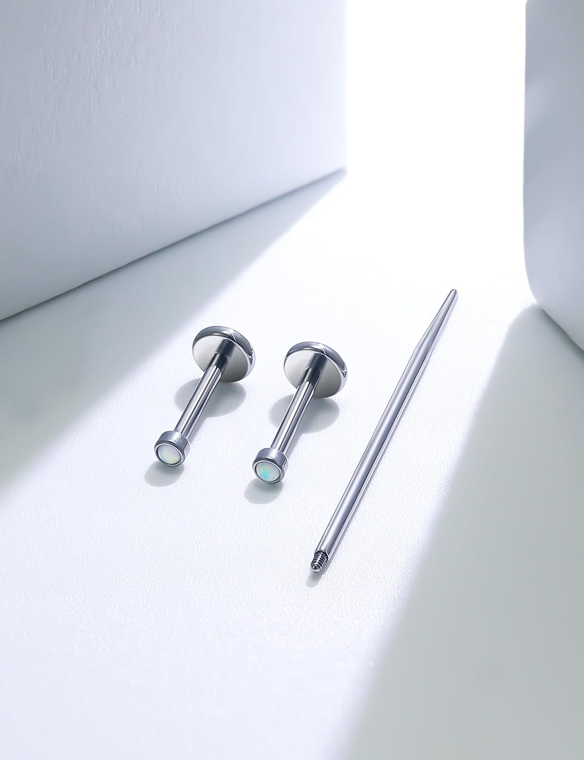 Internally Threaded Astm F136 Titanium Nose Ring Studs Flat Back Studs Earrings G23 Titanium Tragus Helix Conch Cartilage Earrings Piercing Jewelry - QIAO CrystalQIAO CrystalQIAO Crystal