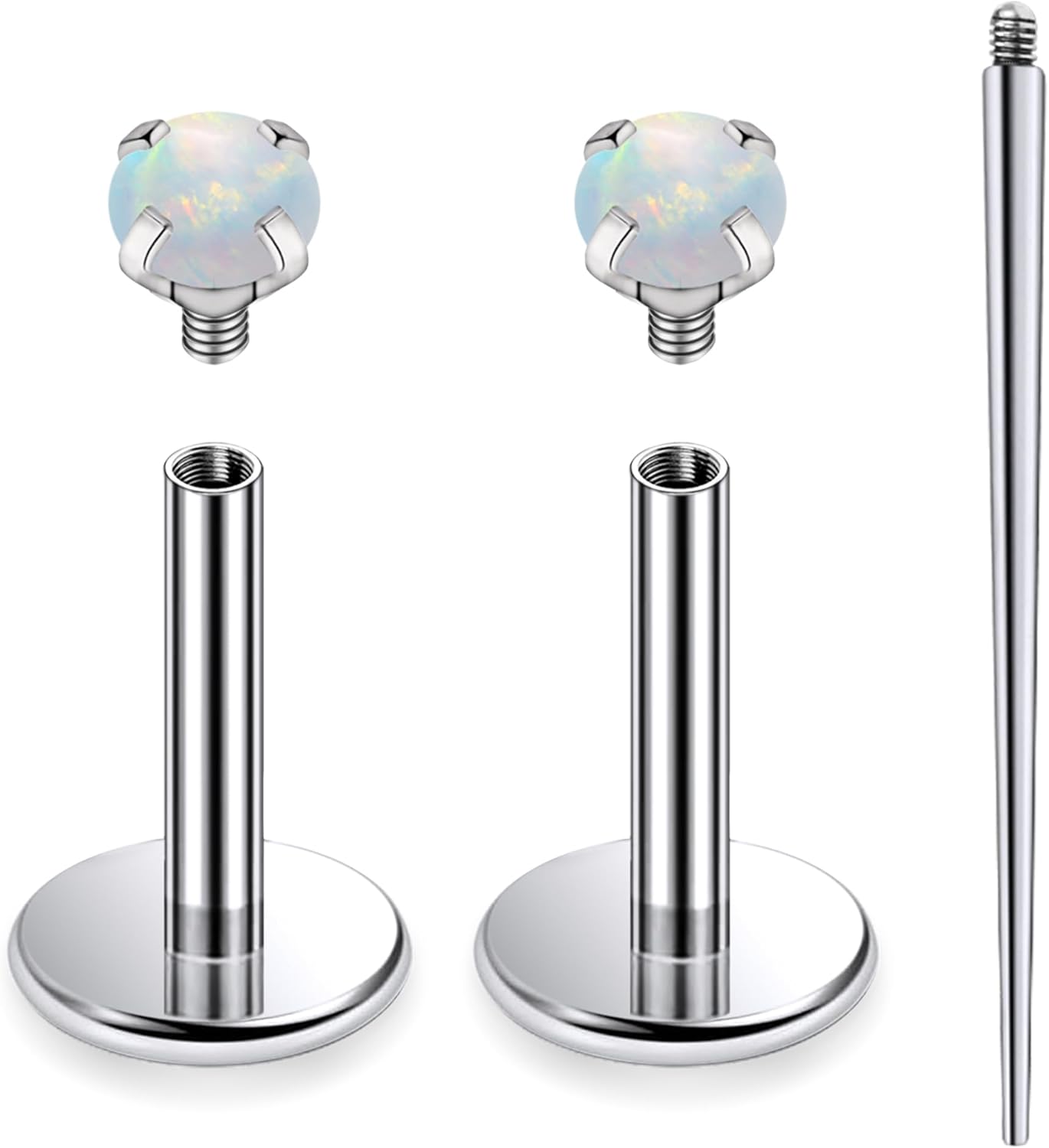 Internally Threaded Astm F136 Titanium Nose Ring Studs Flat Back Studs Earrings G23 Titanium Tragus Helix Conch Cartilage Earrings Piercing Jewelry - QIAO CrystalQIAO CrystalQIAO Crystal