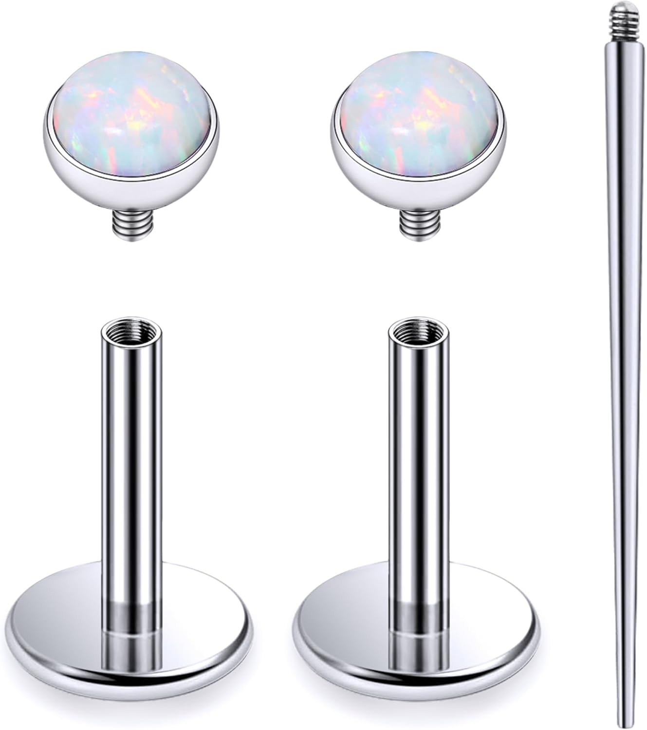 Internally Threaded Astm F136 Titanium Nose Ring Studs Flat Back Studs Earrings G23 Titanium Tragus Helix Conch Cartilage Earrings Piercing Jewelry - QIAO CrystalQIAO CrystalQIAO Crystal