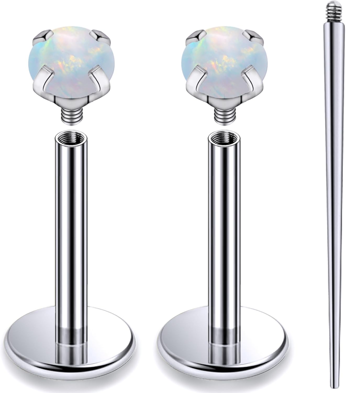 Internally Threaded Astm F136 Titanium Nose Ring Studs Flat Back Studs Earrings G23 Titanium Tragus Helix Conch Cartilage Earrings Piercing Jewelry - QIAO CrystalQIAO CrystalQIAO Crystal