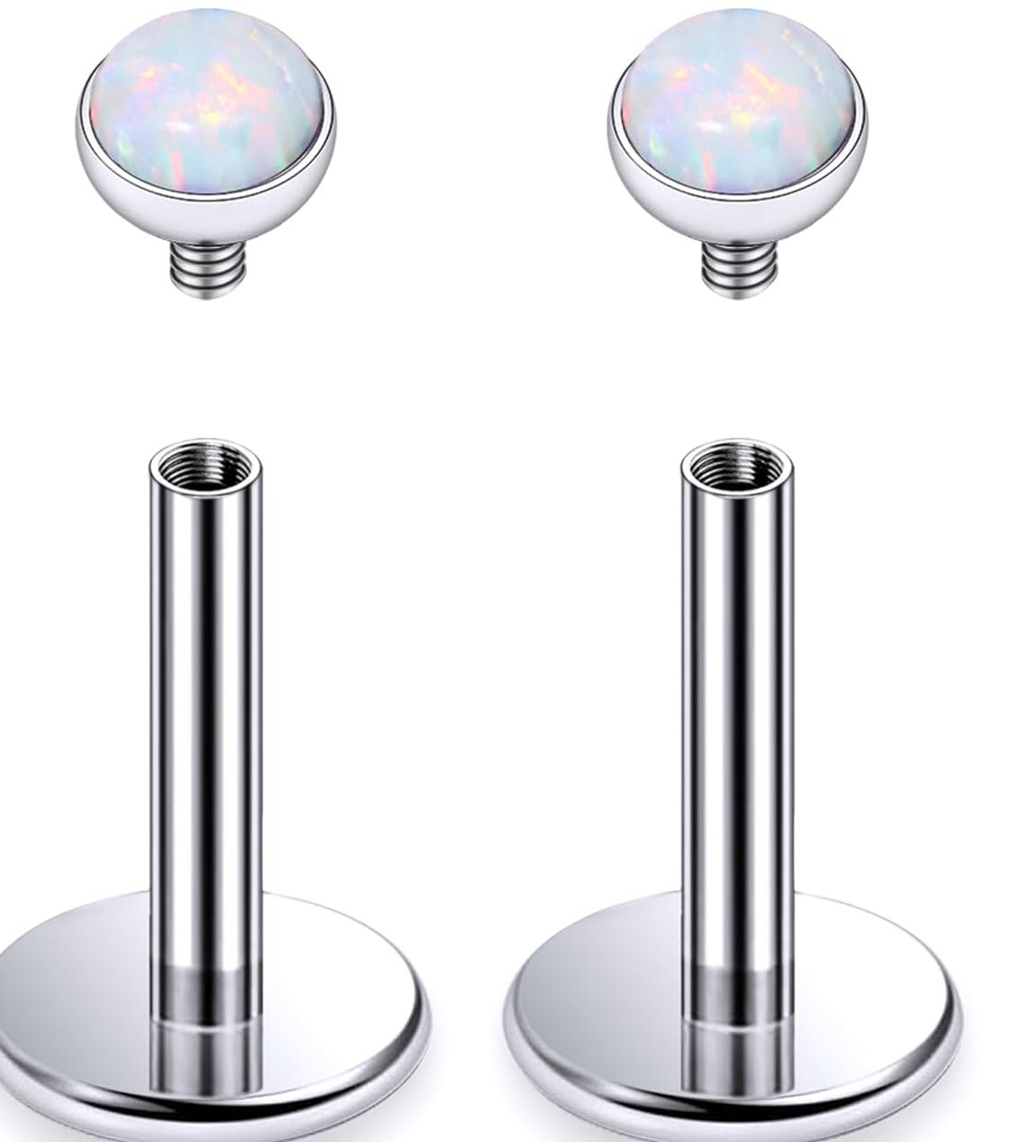 Internally Threaded Astm F136 Titanium Nose Ring Studs Flat Back Studs Earrings G23 Titanium Tragus Helix Conch Cartilage Earrings Piercing Jewelry - QIAO CrystalQIAO CrystalQIAO Crystal