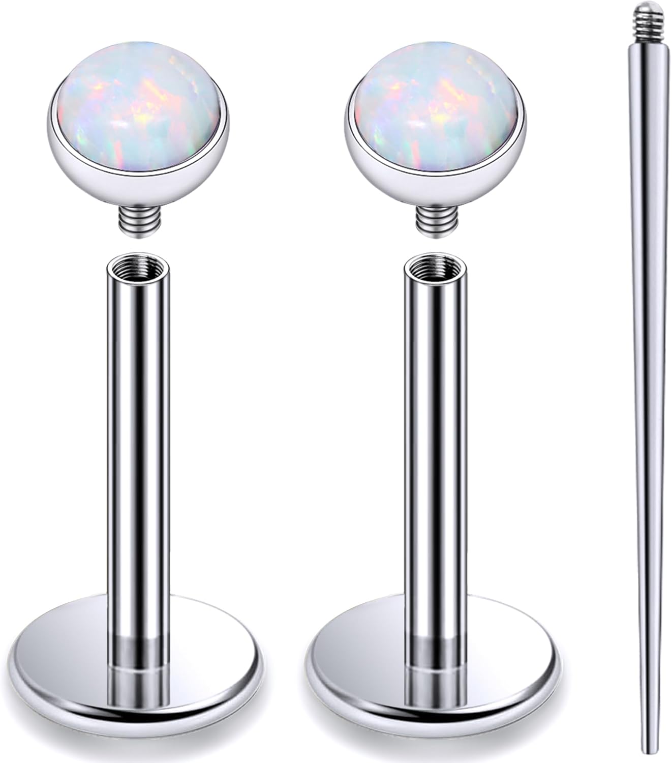 Internally Threaded Astm F136 Titanium Nose Ring Studs Flat Back Studs Earrings G23 Titanium Tragus Helix Conch Cartilage Earrings Piercing Jewelry - QIAO CrystalQIAO CrystalQIAO Crystal