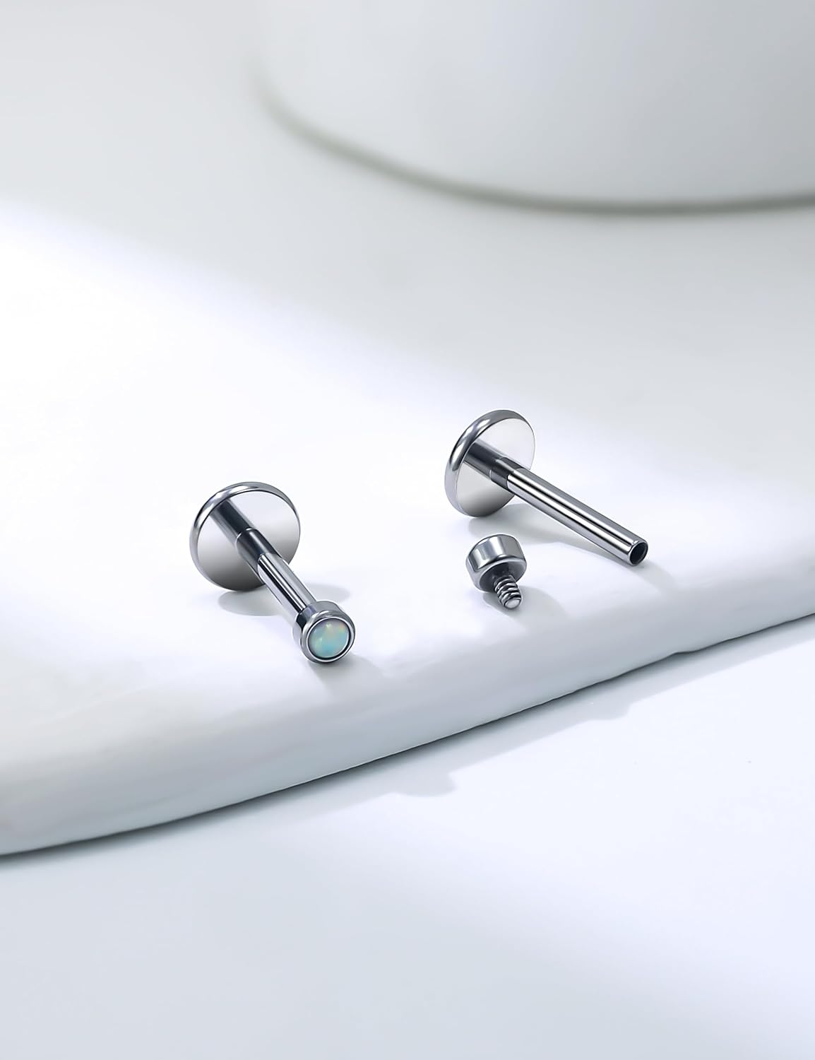 Internally Threaded Astm F136 Titanium Nose Ring Studs Flat Back Studs Earrings G23 Titanium Tragus Helix Conch Cartilage Earrings Piercing Jewelry - QIAO CrystalQIAO CrystalQIAO Crystal