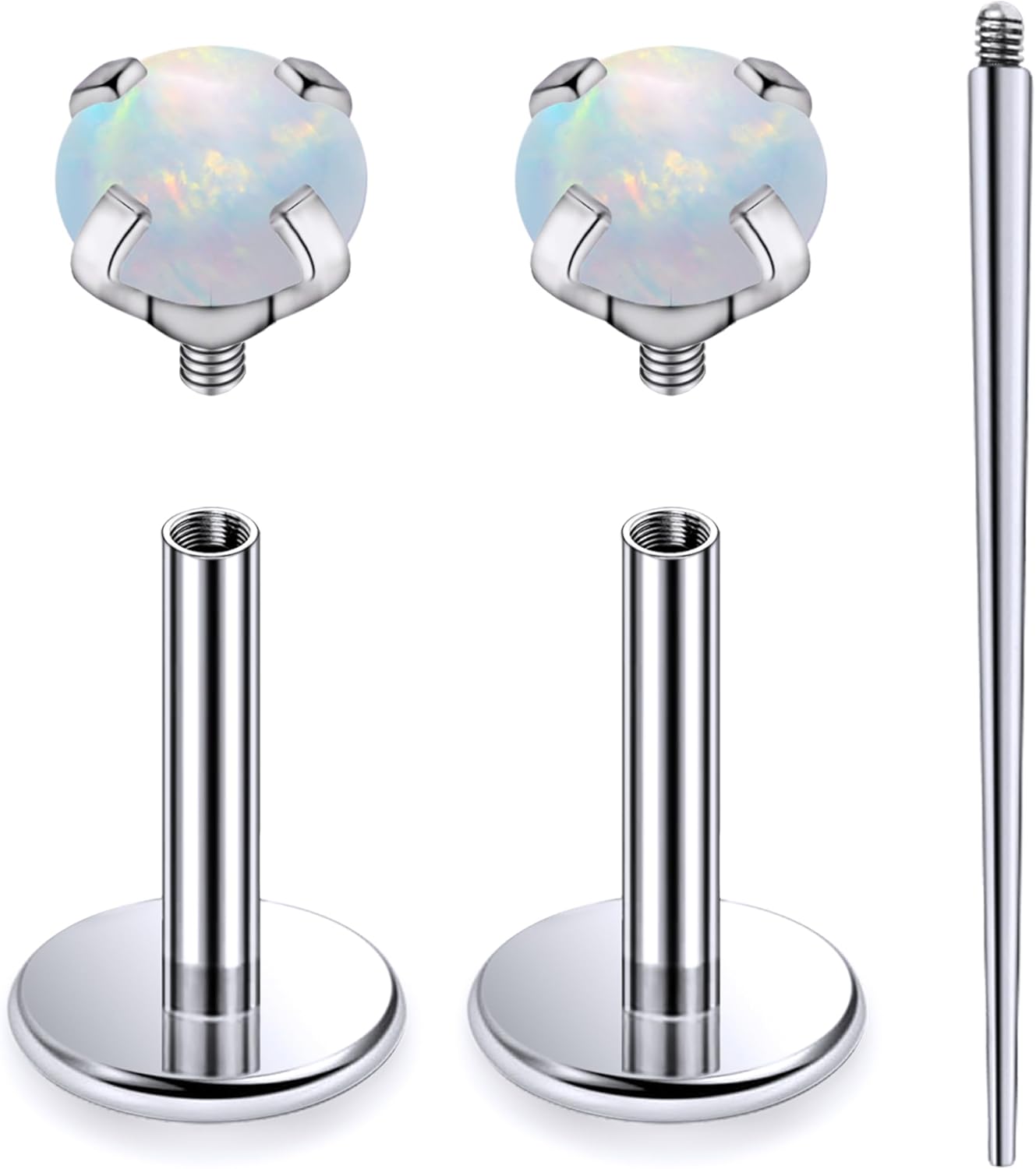 Internally Threaded Astm F136 Titanium Nose Ring Studs Flat Back Studs Earrings G23 Titanium Tragus Helix Conch Cartilage Earrings Piercing Jewelry - QIAO CrystalQIAO CrystalQIAO Crystal