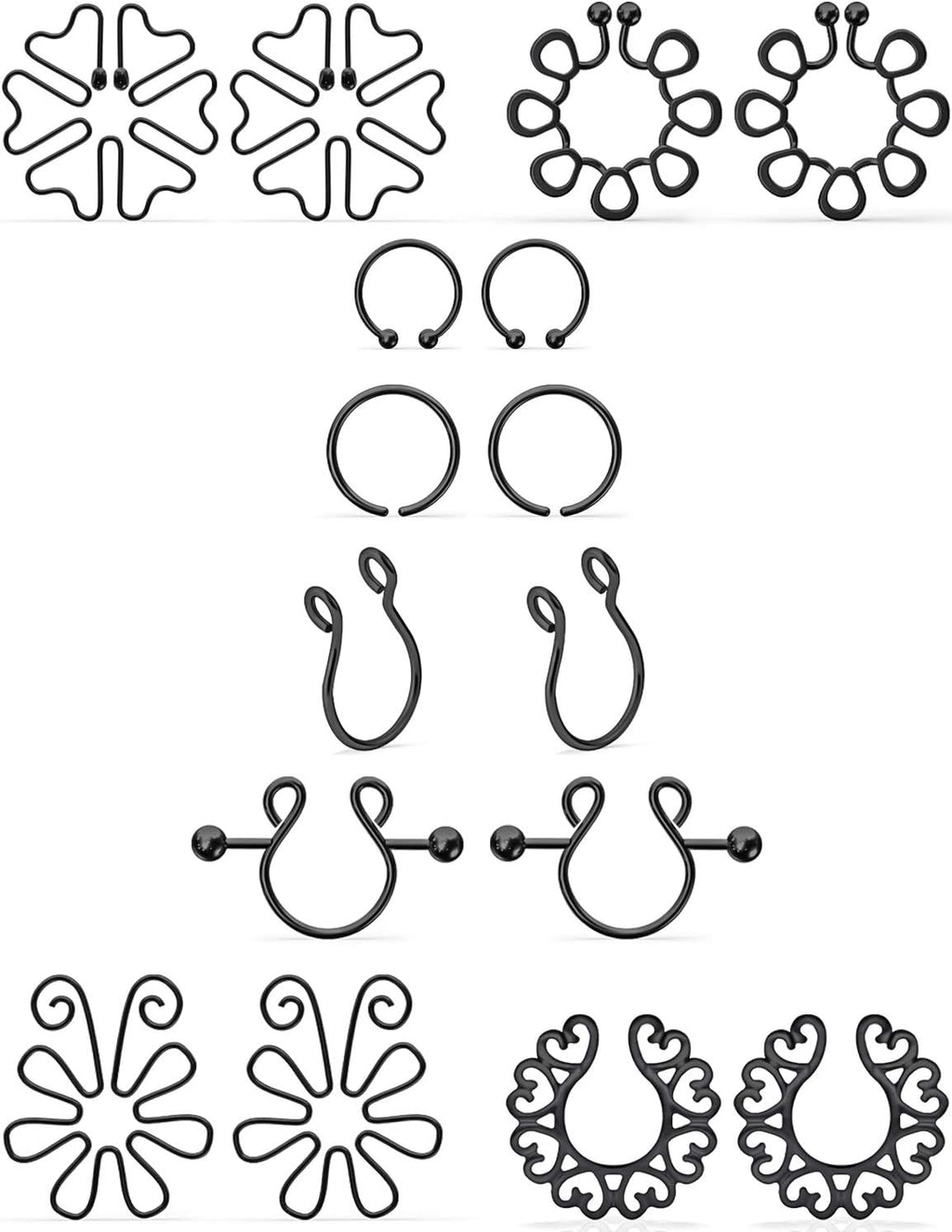 Jenxnjsjo Fake Nipple Rings, Fake Nipple Piercing, Faux Nipple Piercing, Nipple Rings Non Piercing, Non Piercing Nipple Rings, Fake Nipple Ring, Fake Nipple Piercings, Faux Nipple Rings for Women - QIAO CrystalQIAO CrystalQIAO Crystal