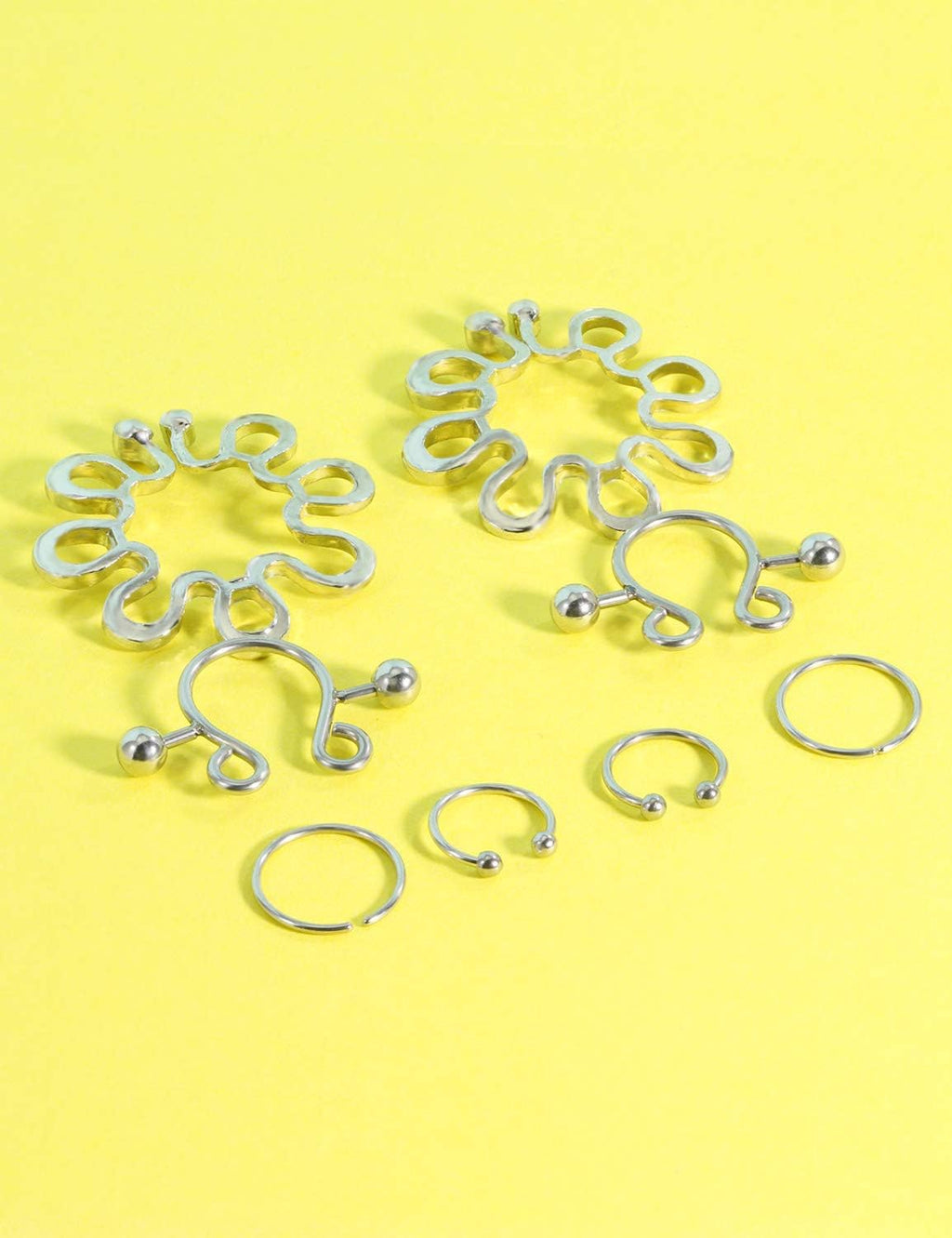 Jenxnjsjo Fake Nipple Rings, Fake Nipple Piercing, Faux Nipple Piercing, Nipple Rings Non Piercing, Non Piercing Nipple Rings, Fake Nipple Ring, Fake Nipple Piercings, Faux Nipple Rings for Women - QIAO CrystalQIAO CrystalQIAO Crystal