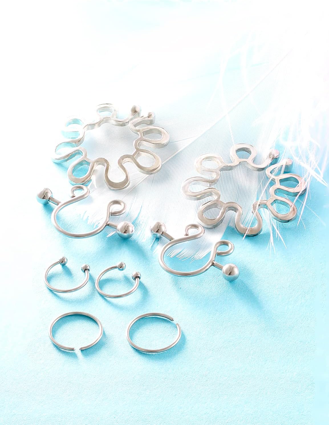 Jenxnjsjo Fake Nipple Rings, Fake Nipple Piercing, Faux Nipple Piercing, Nipple Rings Non Piercing, Non Piercing Nipple Rings, Fake Nipple Ring, Fake Nipple Piercings, Faux Nipple Rings for Women - QIAO CrystalQIAO CrystalQIAO Crystal
