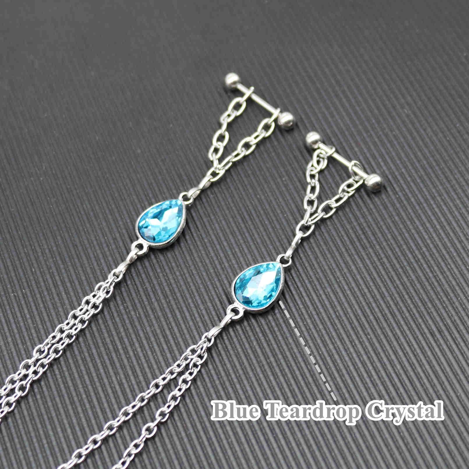 Jewelry With Chains 14G Barbells Nipple Chains Body Piercing Crystal 316L Surgical Stainless Steel Rings - QIAO Crystal我的商店QIAO Crystal