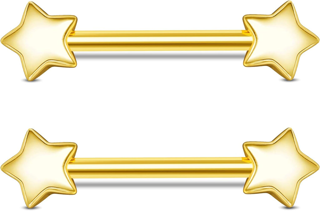 Jewseen 14G Dainty Star Nipple Rings Surgical Steel Nipple Piercing Jewelry Gold Nipple Ring Nipple Barbell Nipple Piercing Nipple Jewelry - QIAO CrystalQIAO CrystalQIAO Crystal