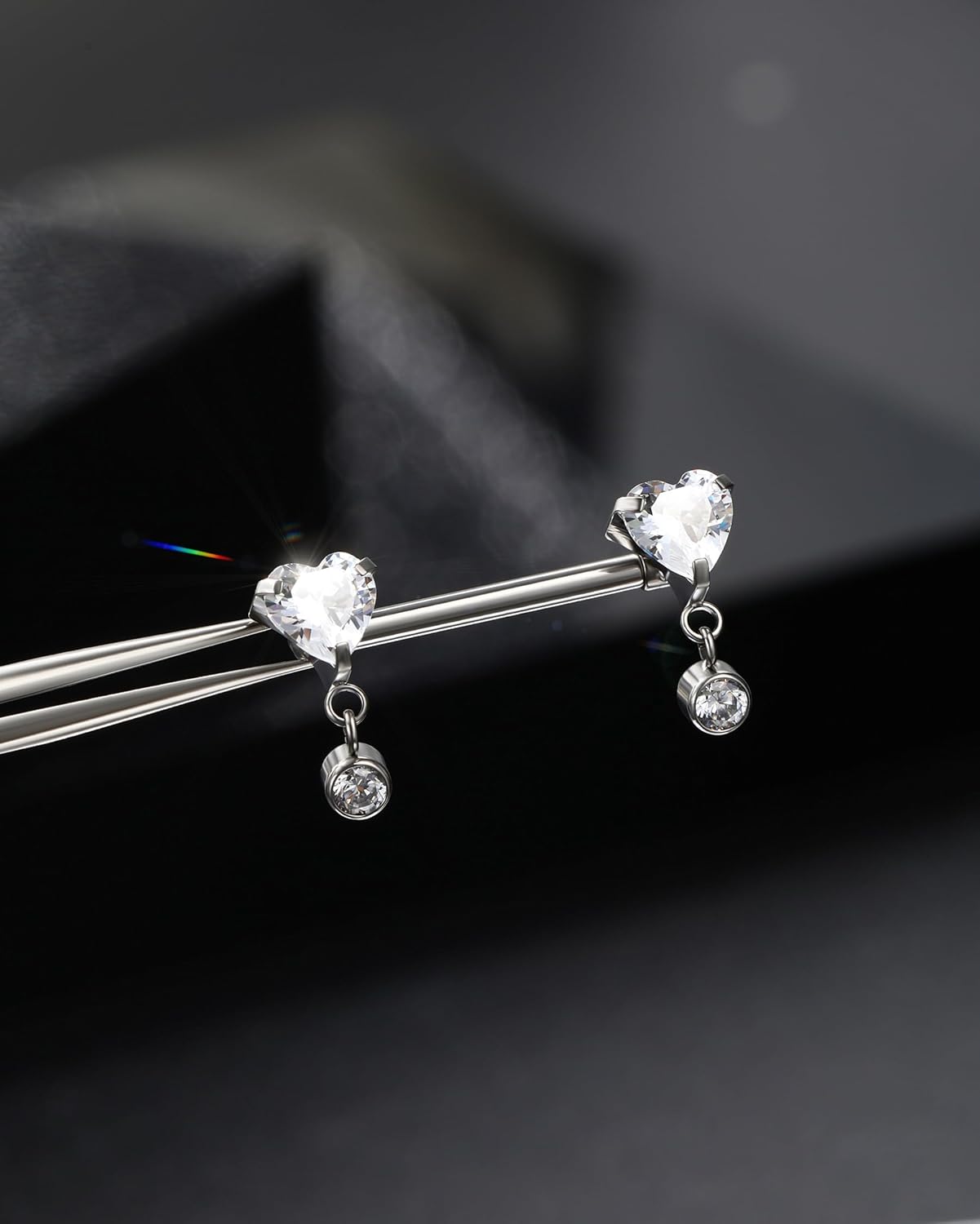 Jewseen G23 Titanium Nipple Rings Internally Threaded Nipple Piercing Jewelry Heart Cubic Zirconia Nipple Shiled for Women - QIAO CrystalQIAO CrystalQIAO Crystal