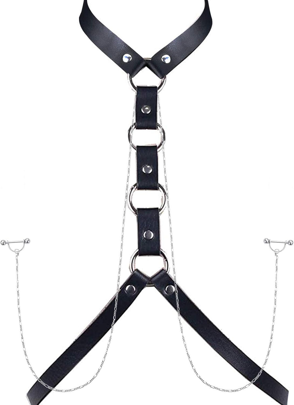 JFORYOU Nipple Ring with Choker Necklaces Stainless Steel Nipple Rings Chain Heart Cat Head Punk Chokers for Women Nipple Barbell Piercing Jewelry - QIAO CrystalQIAO CrystalQIAO Crystal