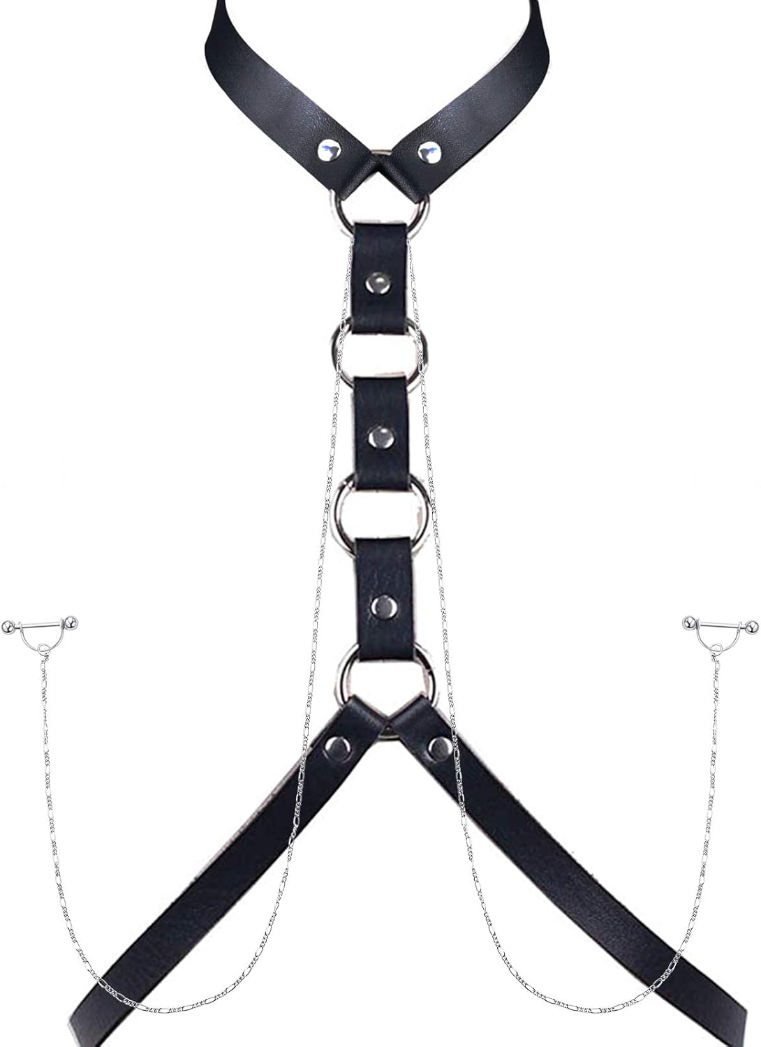 JFORYOU Nipple Ring with Choker Necklaces Stainless Steel Nipple Rings Chain Heart Cat Head Punk Chokers for Women Nipple Barbell Piercing Jewelry - QIAO CrystalQIAO CrystalQIAO Crystal