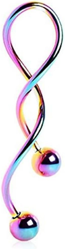 Kiokioa Spiral Twist Navel Ring 316L Surgical Steel Body Piercing Rings14g - 我的商店我的商店我的商店