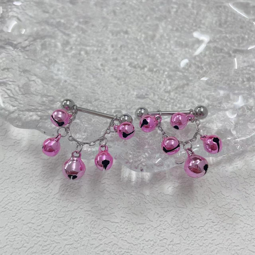 Kokoma Tassel Jingle Bell Nipple Rings for Women 14G Christmas Red Green Bells Nipple Piercing Nipple Shield CZ Crystal Nipplerings Barbell Xmas Party Body Piercing Jewelry - QIAO CrystalQIAO CrystalQIAO Crystal