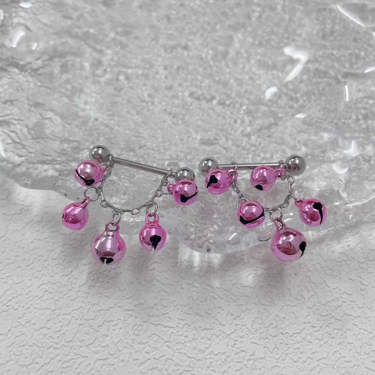 Kokoma Tassel Jingle Bell Nipple Rings for Women 14G Christmas Red Green Bells Nipple Piercing Nipple Shield CZ Crystal Nipplerings Barbell Xmas Party Body Piercing Jewelry - QIAO CrystalQIAO CrystalQIAO Crystal