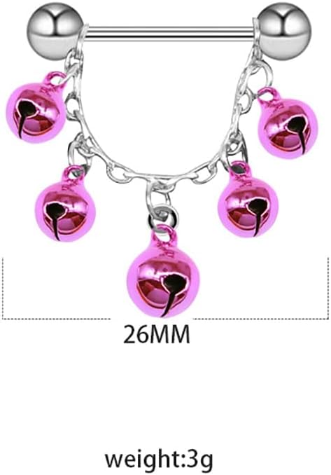Kokoma Tassel Jingle Bell Nipple Rings for Women 14G Christmas Red Green Bells Nipple Piercing Nipple Shield CZ Crystal Nipplerings Barbell Xmas Party Body Piercing Jewelry - QIAO CrystalQIAO CrystalQIAO Crystal