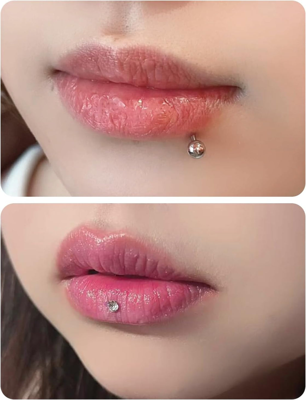Kridzisw 16G Lip Labret Medusa Rings Studs Internally Threaded 316L Surgical Steel Snake Bite Lip Rings Flat Back Catilage Tragus Helix Daith Earrings Piercings Jewelry for Women Men 8mm - QIAO CrystalQIAO CrystalQIAO Crystal