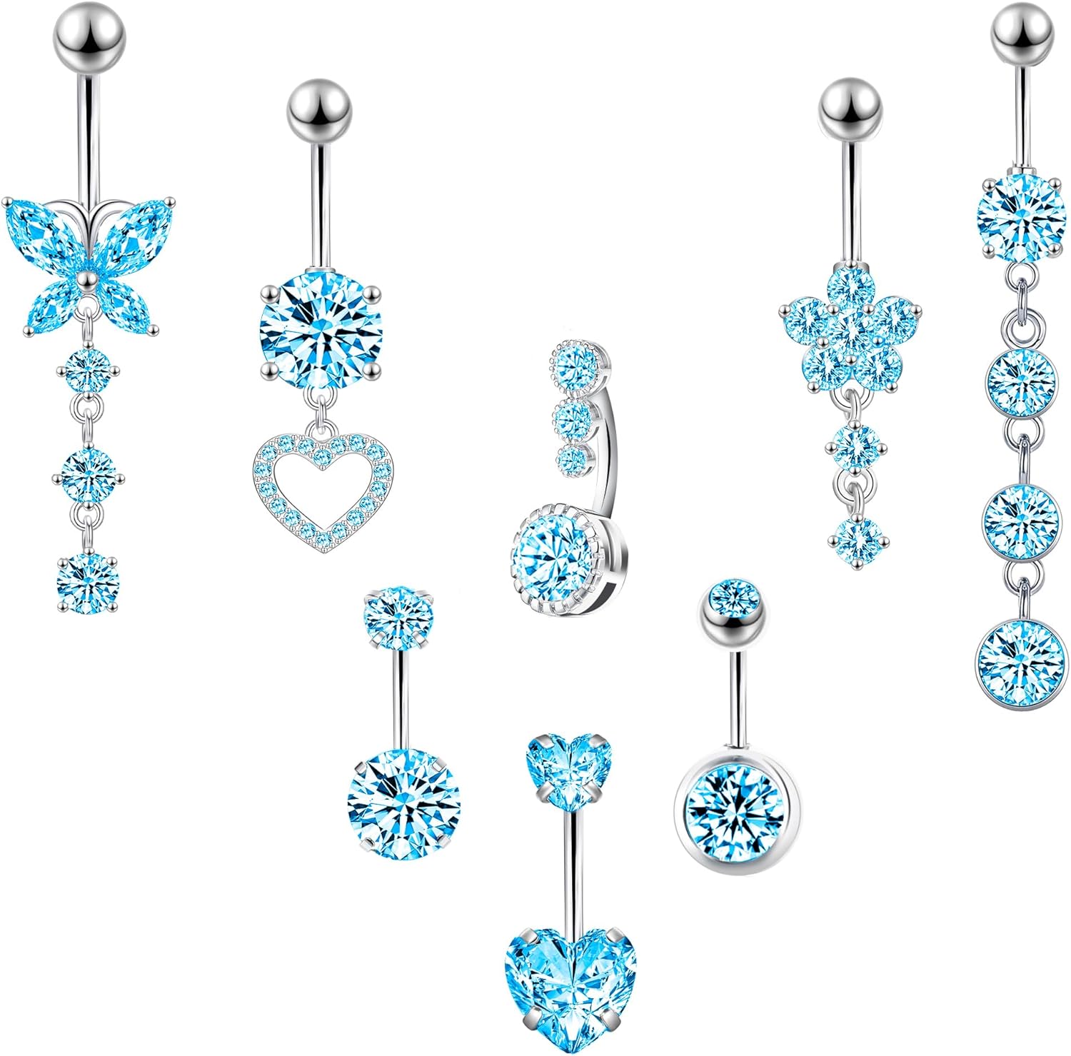 LEE&RO Belly Button Ring Dangle Stainless Steel Belly Rings 14G Belly Button Piercing Cute Navel Ring Belly Piercing Jewelry - 我的商店我的商店我的商店