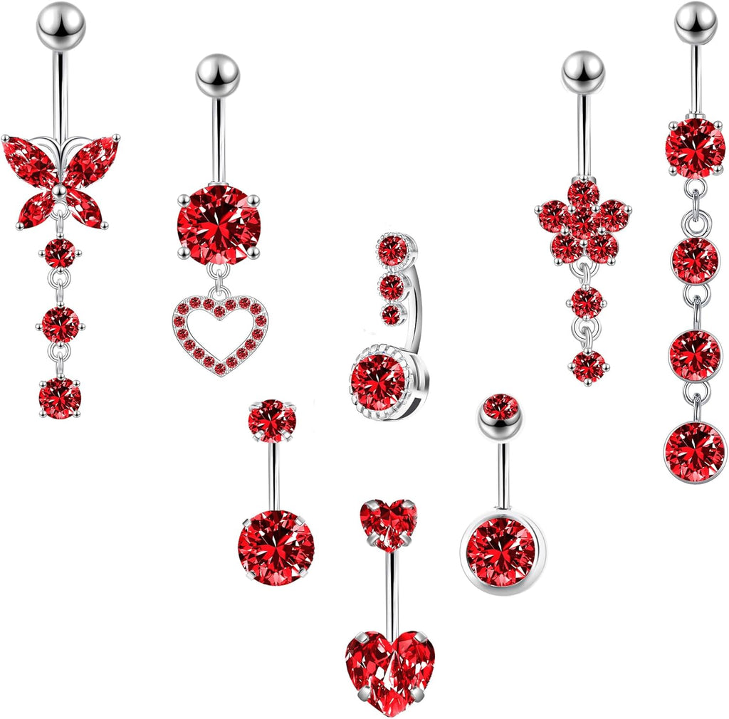 LEE&RO Belly Button Ring Dangle Stainless Steel Belly Rings 14G Belly Button Piercing Cute Navel Ring Belly Piercing Jewelry - 我的商店我的商店我的商店