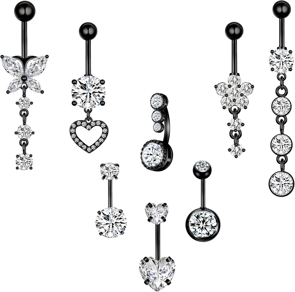 LEE&RO Belly Button Ring Dangle Stainless Steel Belly Rings 14G Belly Button Piercing Cute Navel Ring Belly Piercing Jewelry - 我的商店我的商店我的商店