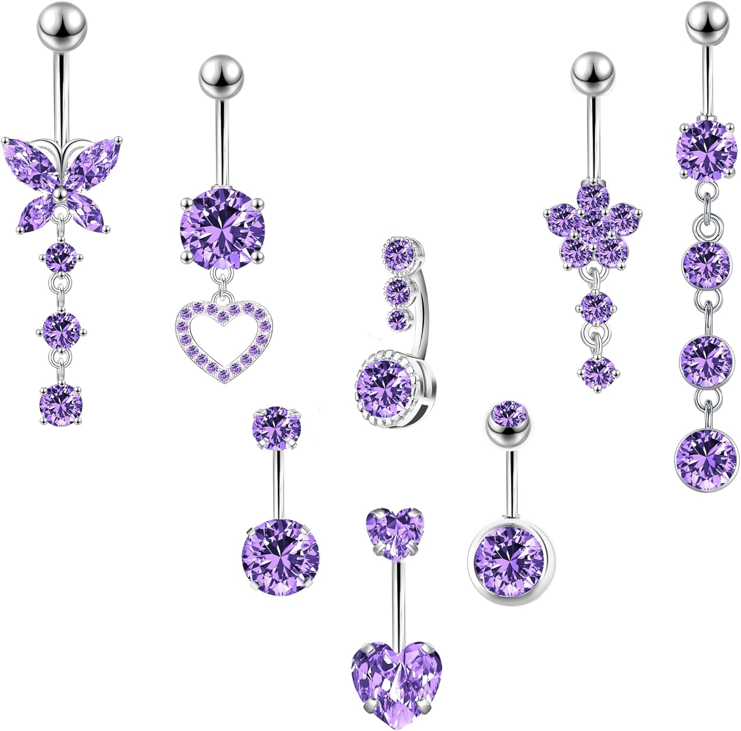 LEE&RO Belly Button Ring Dangle Stainless Steel Belly Rings 14G Belly Button Piercing Cute Navel Ring Belly Piercing Jewelry - 我的商店我的商店我的商店