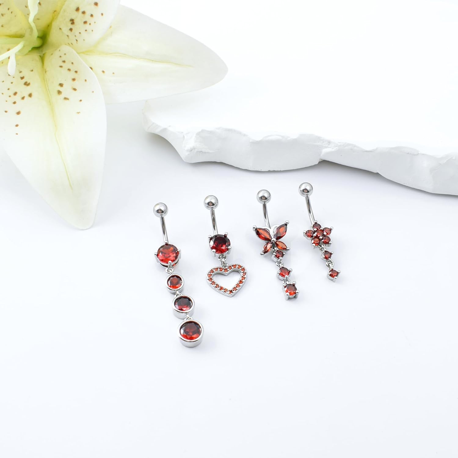 LEE&RO Belly Button Ring Dangle Stainless Steel Belly Rings 14G Belly Button Piercing Cute Navel Ring Belly Piercing Jewelry - 我的商店我的商店我的商店