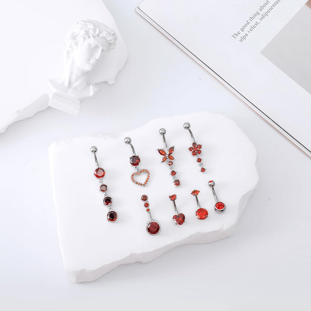 LEE&RO Belly Button Ring Dangle Stainless Steel Belly Rings 14G Belly Button Piercing Cute Navel Ring Belly Piercing Jewelry - 我的商店我的商店我的商店