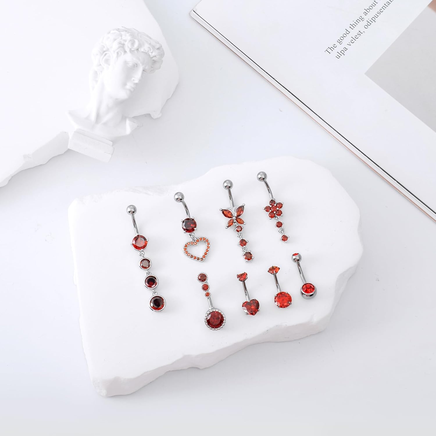 LEE&RO Belly Button Ring Dangle Stainless Steel Belly Rings 14G Belly Button Piercing Cute Navel Ring Belly Piercing Jewelry - 我的商店我的商店我的商店