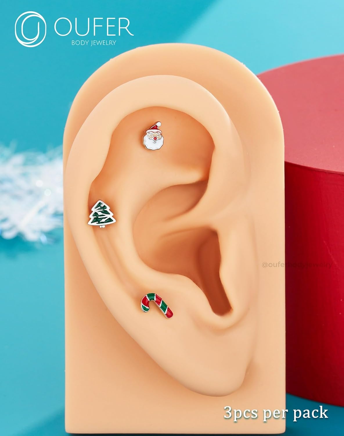 Lip Piercing Jewelry, 3PCS Christmas Elements 16G Lip Rings, 316L Surgical Steel Labret Lip Piercing Jewelry, Cartilage Helix Tragus Earrings For Women And Menv - QIAO CrystalQIAO CrystalQIAO Crystal