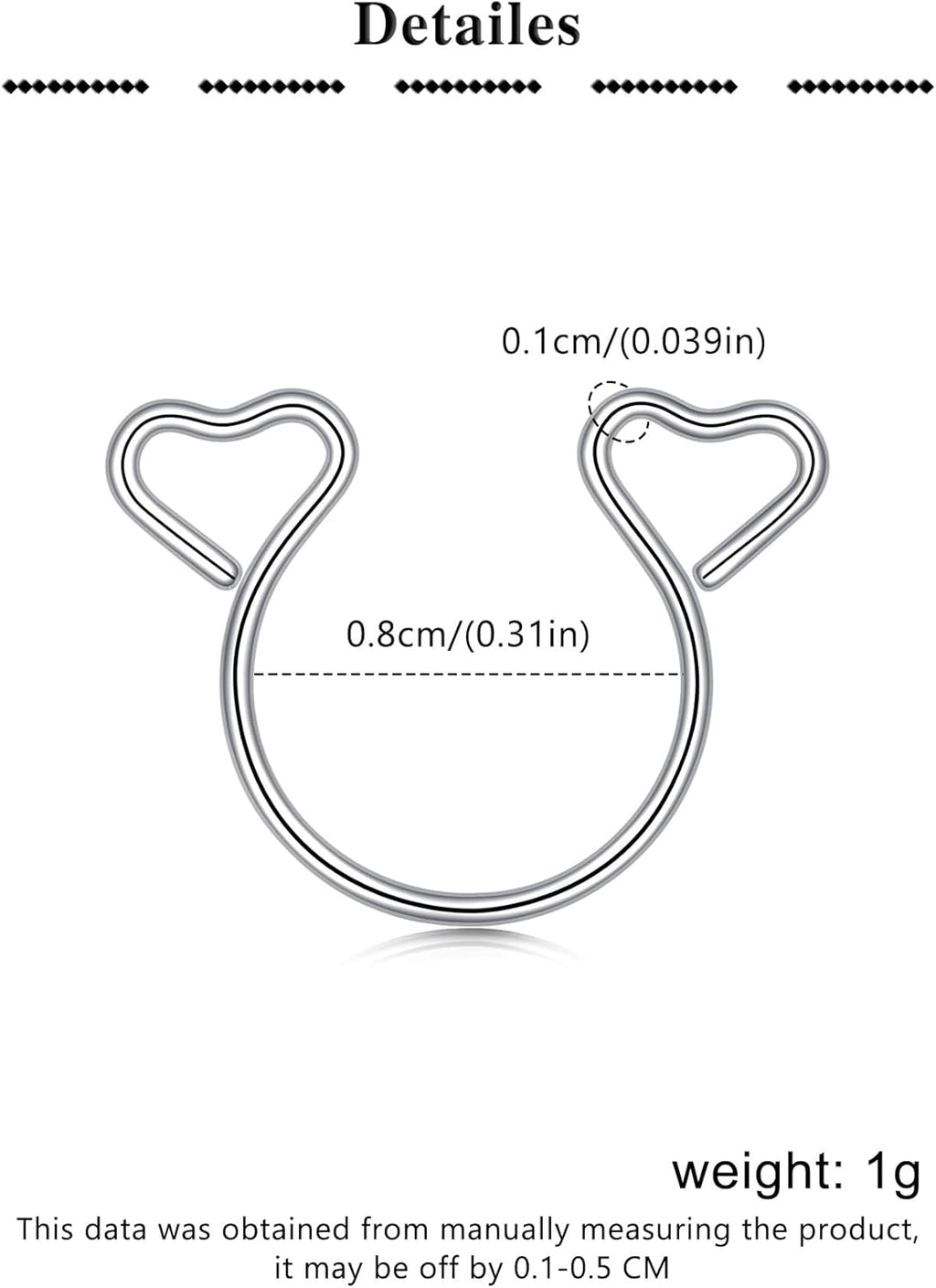 Longita 1pair Non Piercing Nipple Jewelry Fake Nipple Rings Adjustable Cute Silver Heart Non - Piercing Faux Body Jewelry for Women Men Comfortable Valentine's Day - QIAO CrystalQIAO CrystalQIAO Crystal