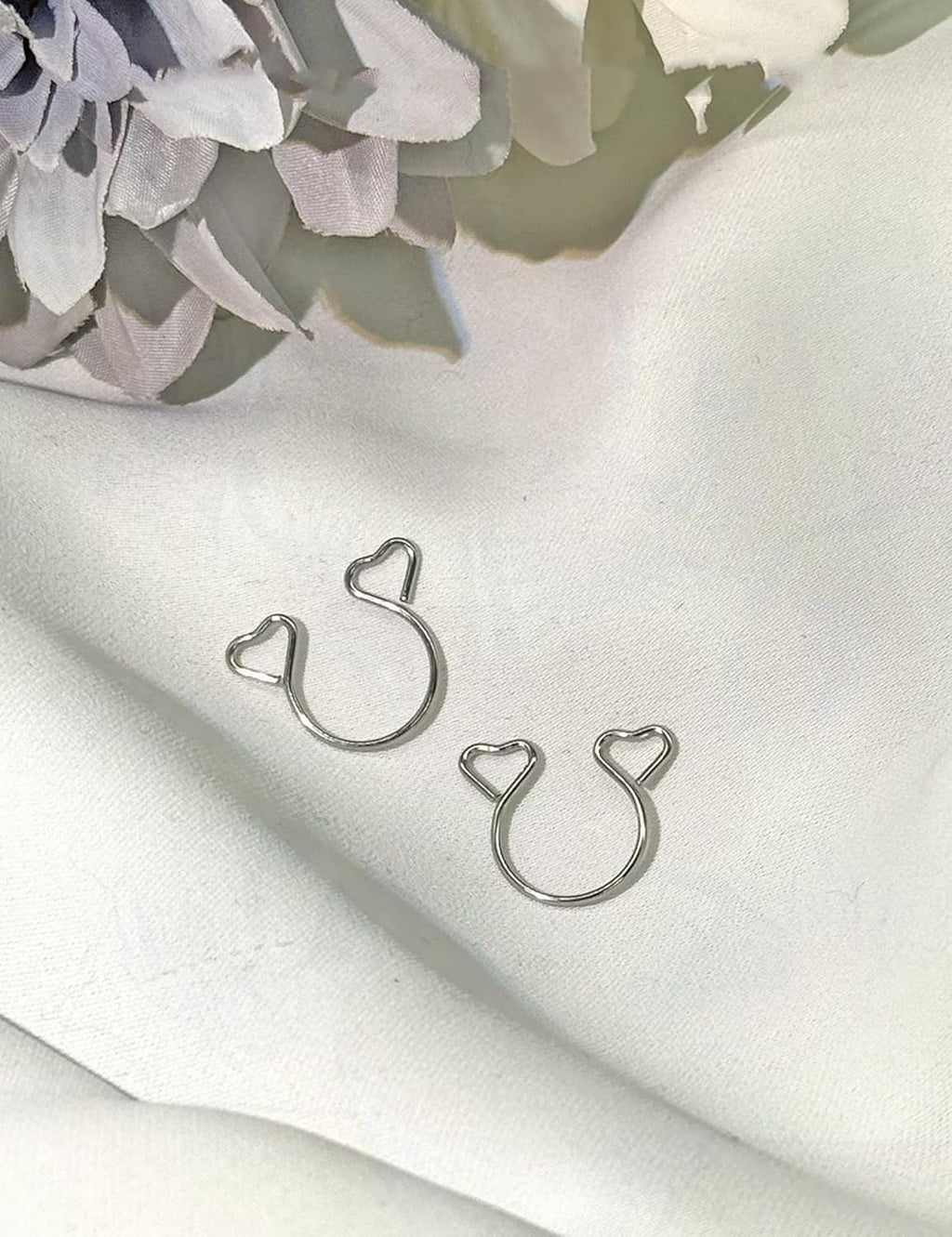 Longita 1pair Non Piercing Nipple Jewelry Fake Nipple Rings Adjustable Cute Silver Heart Non - Piercing Faux Body Jewelry for Women Men Comfortable Valentine's Day - QIAO CrystalQIAO CrystalQIAO Crystal