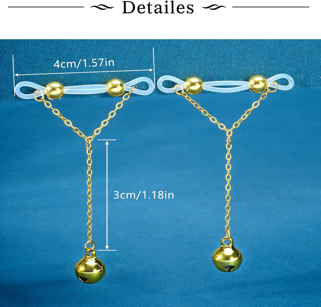 Longita Silver Gold Fake Nipple Rings Non Piercing Nipple Jewelry with Chain Adjustable Elastic Nooses Non Pierced Faux Body Jewelry for Women Men Comfortable Valentine's Day - QIAO CrystalQIAO CrystalQIAO Crystal