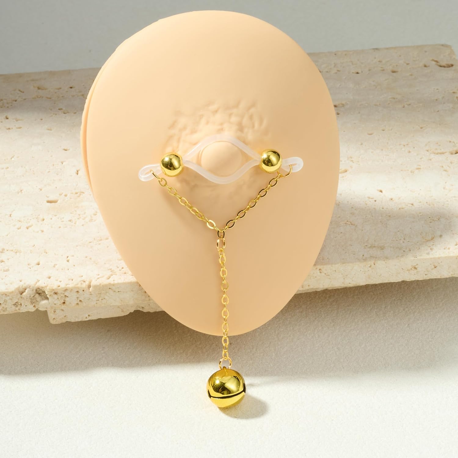 Longita Silver Gold Fake Nipple Rings Non Piercing Nipple Jewelry with Chain Adjustable Elastic Nooses Non Pierced Faux Body Jewelry for Women Men Comfortable Valentine's Day - QIAO CrystalQIAO CrystalQIAO Crystal