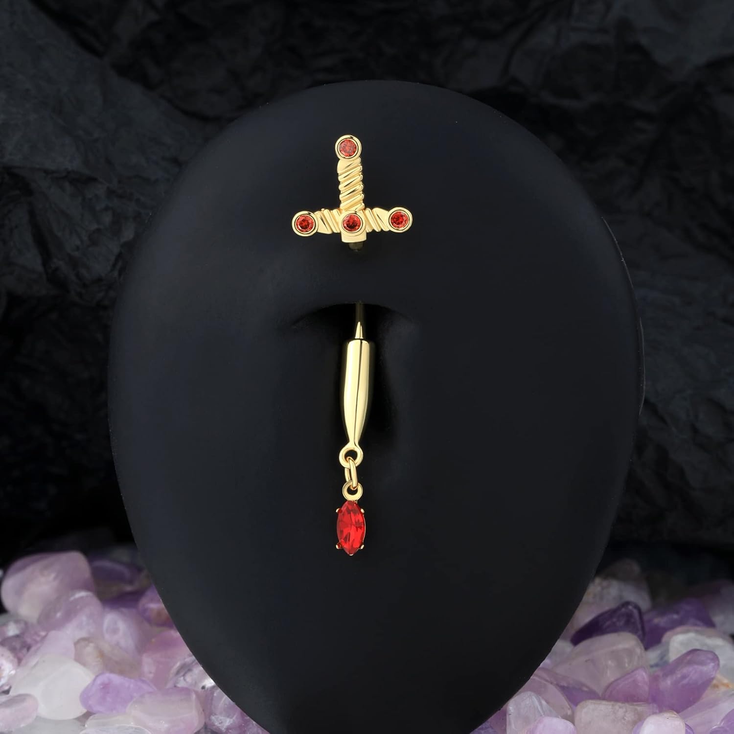 Mania Dagger Belly Button Rings Gold Belly Rings for Women 316L Stainless Steel Belly Button Piercing 10mm Navel Piercing Jewelry 14G Cool Style Belly Piercing Jewelry - 我的商店我的商店我的商店