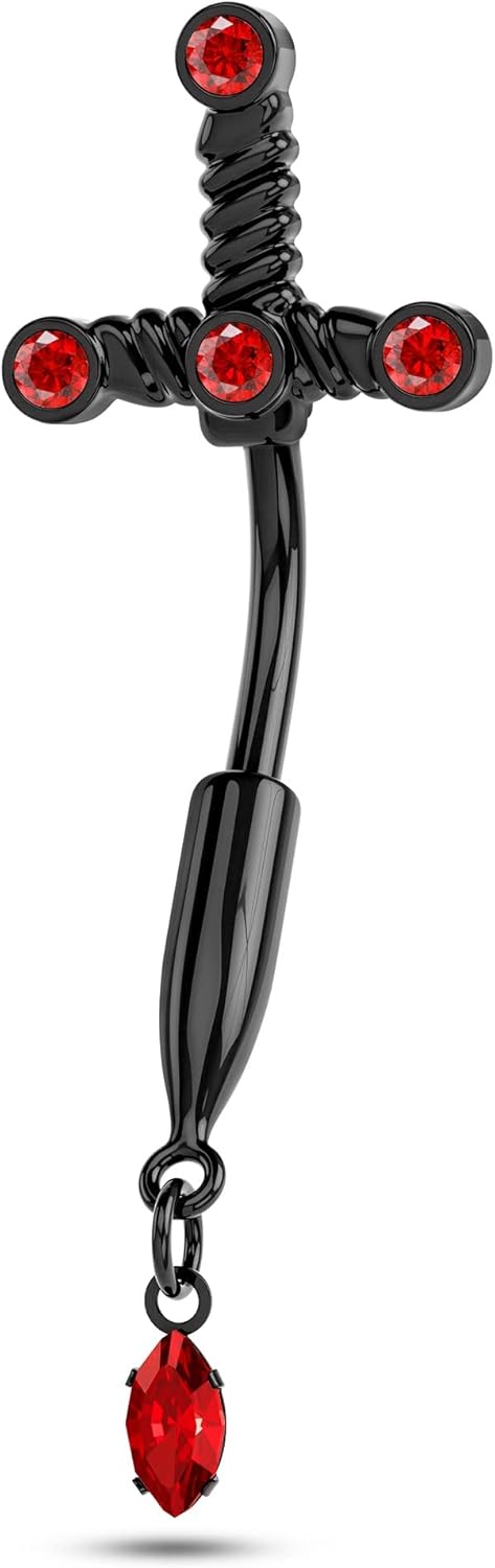 Mania Dagger Belly Button Rings Gold Belly Rings for Women 316L Stainless Steel Belly Button Piercing 10mm Navel Piercing Jewelry 14G Cool Style Belly Piercing Jewelry - 我的商店我的商店我的商店